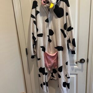 Cow Print Onesie with Hood adult medium